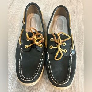 Women’s Sperry Topsider Black Gold Size 8 Boat Shoes
